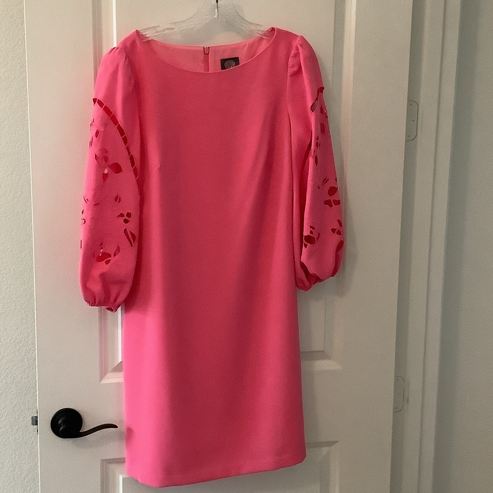 Vince Camuto Vibrant Pink Long Sleeve Dress